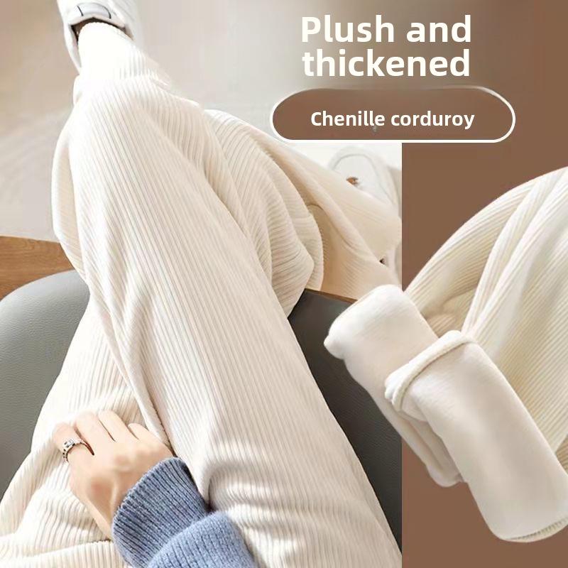 Chenille Velvet Wide-Leg Maternity Pants - Spring/Autumn, Outdoor Casual, Plus Belly Support
