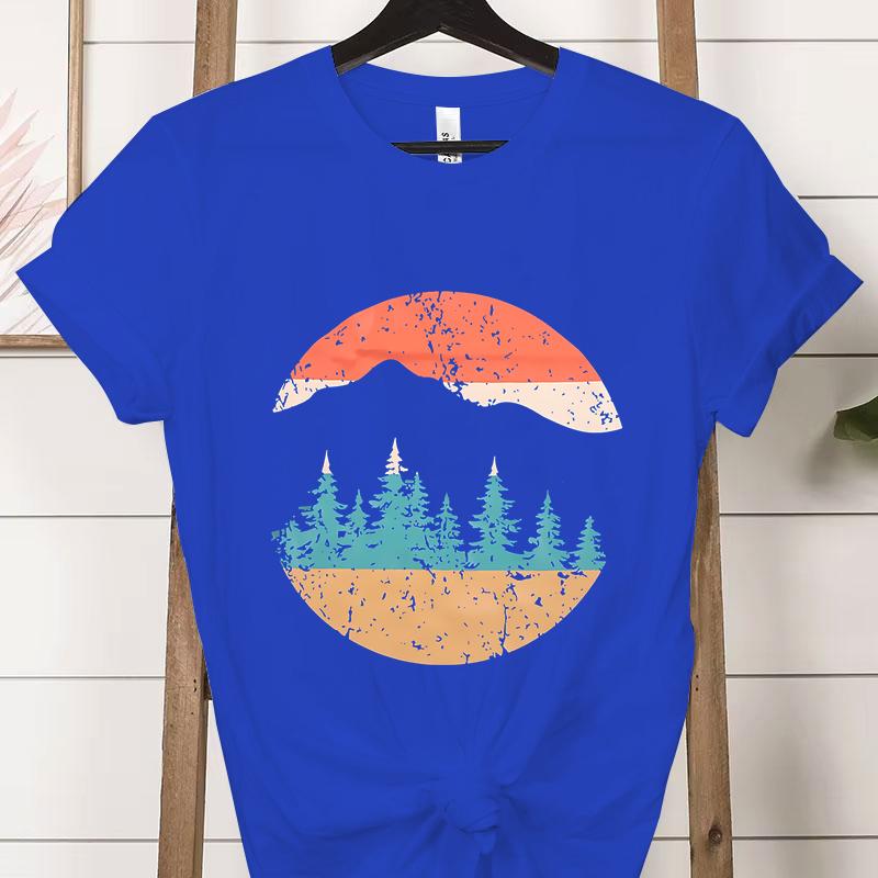 Vintage Adventure Mountain Graphic T Shirts Women Funny Nature Lover Gift Classic Tops Woman Adventure Outdoors Mountain Tshirt