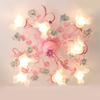Pastoral Style Ceiling Lamp Rose Flower Grass Light for Home Decor Bedroom Living Room Modern LED Lighting Warm Romantic