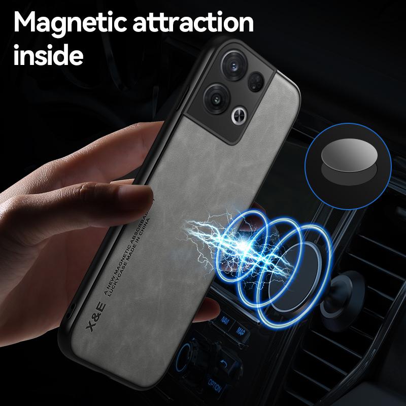 Per Custodia OPPO Find X3 Pro Lusso Texture Pelle Supporto Magnetico per Auto Custodia per Telefono Per Oppo Find X2 X3 Lite X2 Neo Cover Posteriore Morbida