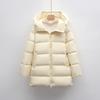 New White Duck Down Solid Color Simple Hooded Down Jacket Women's Loose New Winter Long Thickened Coat Tide