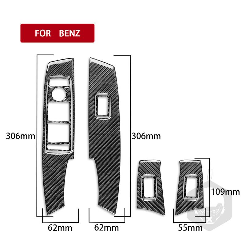 For Benz W204 2012-2014 Real Carbon Fiber Car Accessories Door Lift Control Panel Cover Trim Suit Interior Sticker Modification