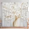 Set Of 2 Artistic Relief Flower Printed Curtain Home Decoration Curtains All Season Decorative Made Polyester