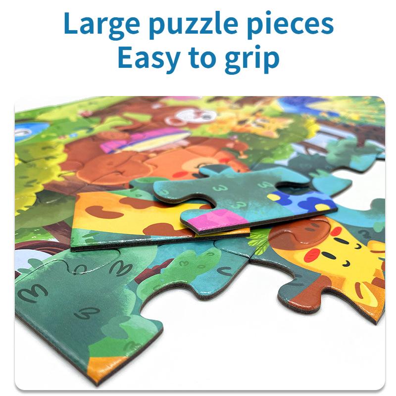36Pcs Carrying Jigsaw Puzzle Children Paper Large Pieces Puzzle Enlightenment Gift 3-6 Years Old Baby Toys Toddler Puzzle
