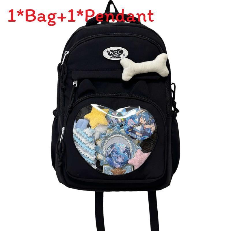 Shoulder Bag Large Capacity Solid Color Backpack Unisex School Travel Student