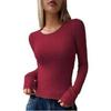 2024 Women's Solid Color Woolen Crew Neck Long Sleeve Autumn/Winter Top