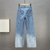 European Style Rhinestone Distressed High-Waisted Wide-Leg Women's Jeans - Spring 2026 Trendy Floor-Length Pants