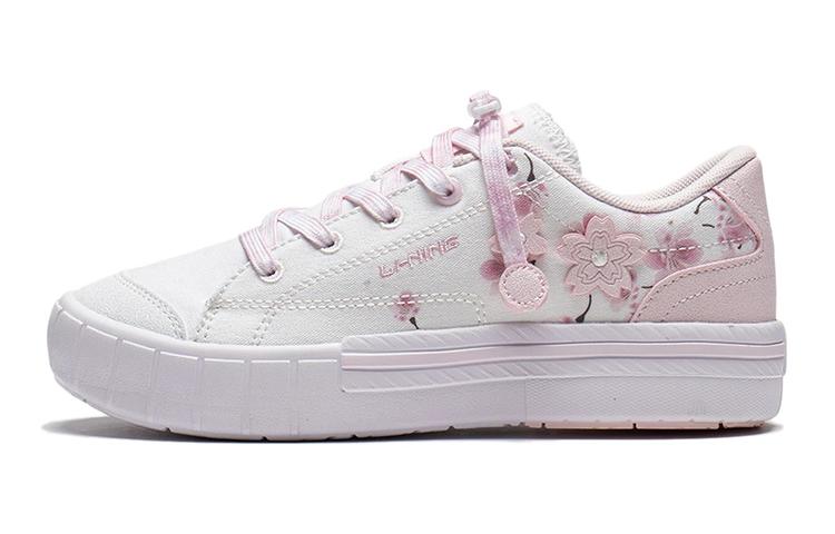 Li Ning YOUNG Synthetic Leather, Textile Low top Kids Lifestyle Shoes White Pink YKCS048-6 31