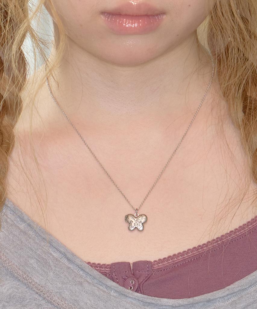 Kiibi Butterfly Locket Necklace Silver