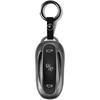 For Tesla Key Fob Cover, TPU Metal Grey Soft Shell Key Fob Case for Tesla Model X with Keychain 360°Protective Case