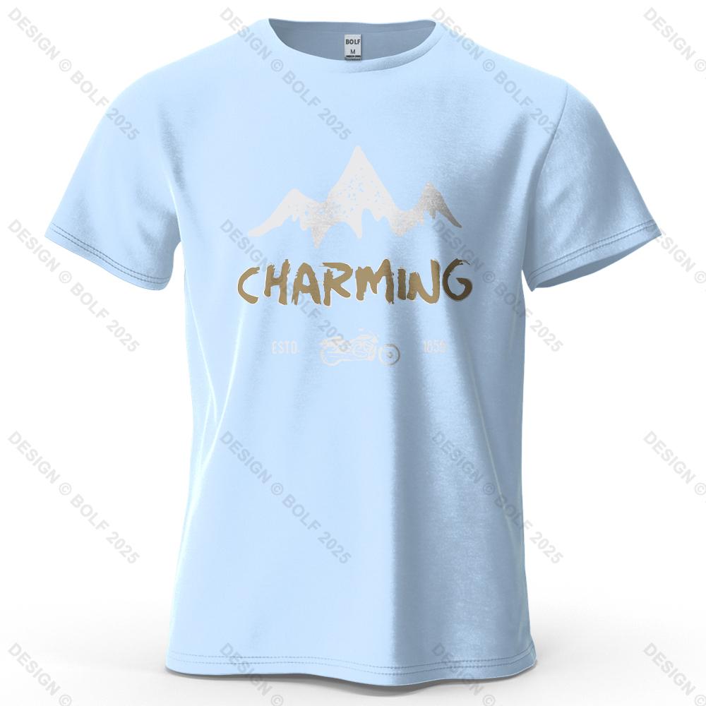 CHARMING Printed Men s T-Shirt 100% Cotton Oversized Graphic Tees for Women Tops Tees Casual Streetwear S