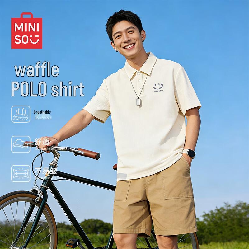 MINISO Men s Heavyweight Waffle Knit Polo Shirt 2XL