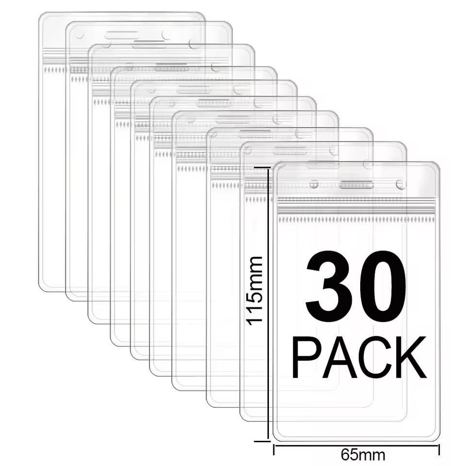 1/50Pcs Waterproof Transparent Card Holder Name Tag ID Badge Holder Protectors Vertical Sleeve Pouch Office School Supplies