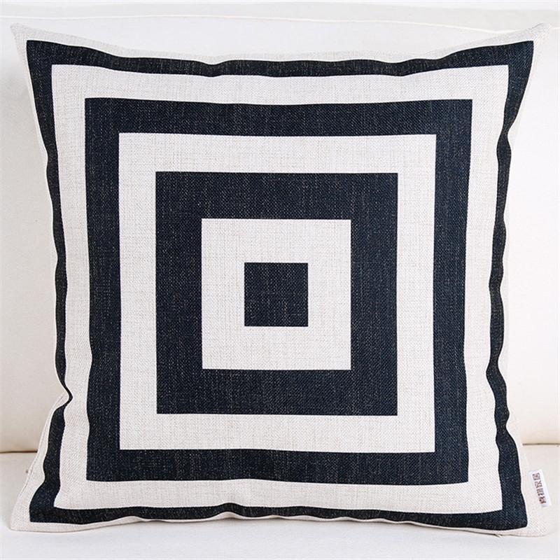 Personalisierte Schwarz-Weiß Dekorative Kissenhülle Geometrie Polyester Sitz-Taillen-Kissenbezug für Sofa Heimdeko