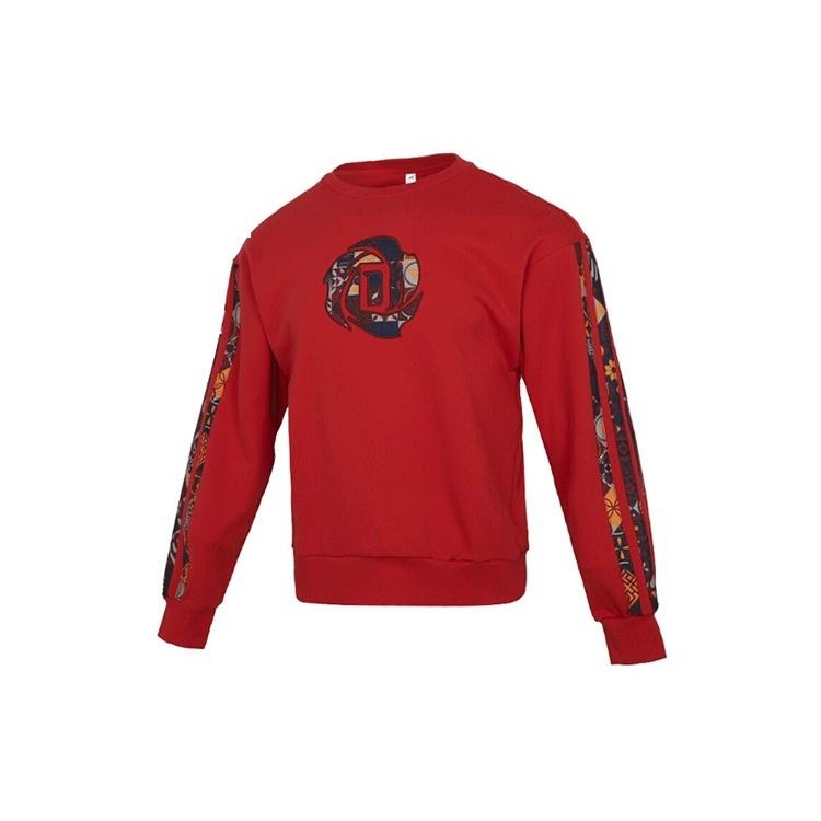 Men s adidas Crew Limited Printing Basketball Sports Round Neck Pullover Red HD7933 L