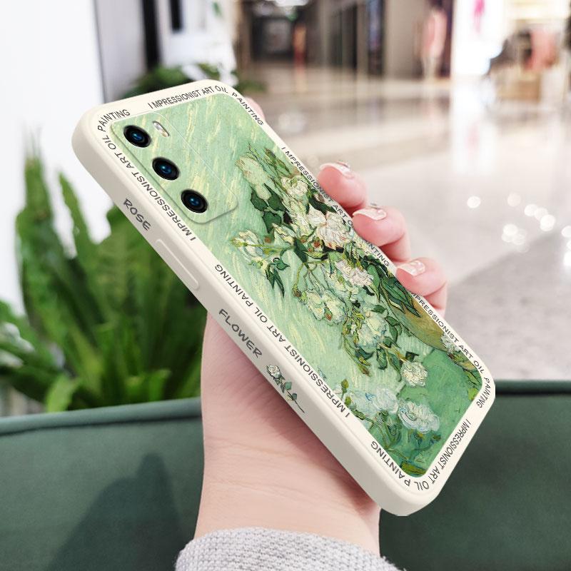 

Oil Painting Rose Phone Case For Huawei P40 P50 P30 P20 Pro Lite Nova 5t Y7A Mate 50 50E 40 30 20 Pro Lite Cover P30 Lite