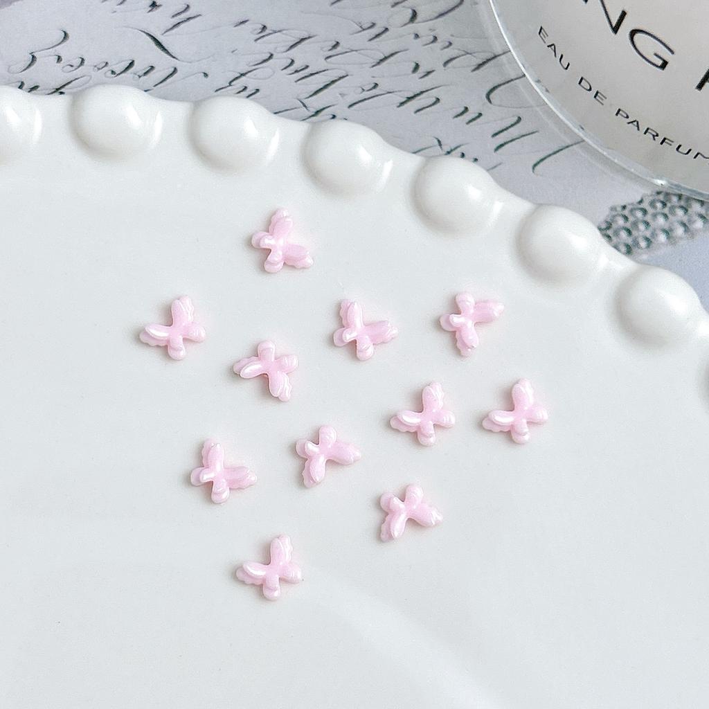 ins Pink and White Mini Bowknot Nail Art Accessories Resin Girly Wearable Nails DIY Decoration Materials