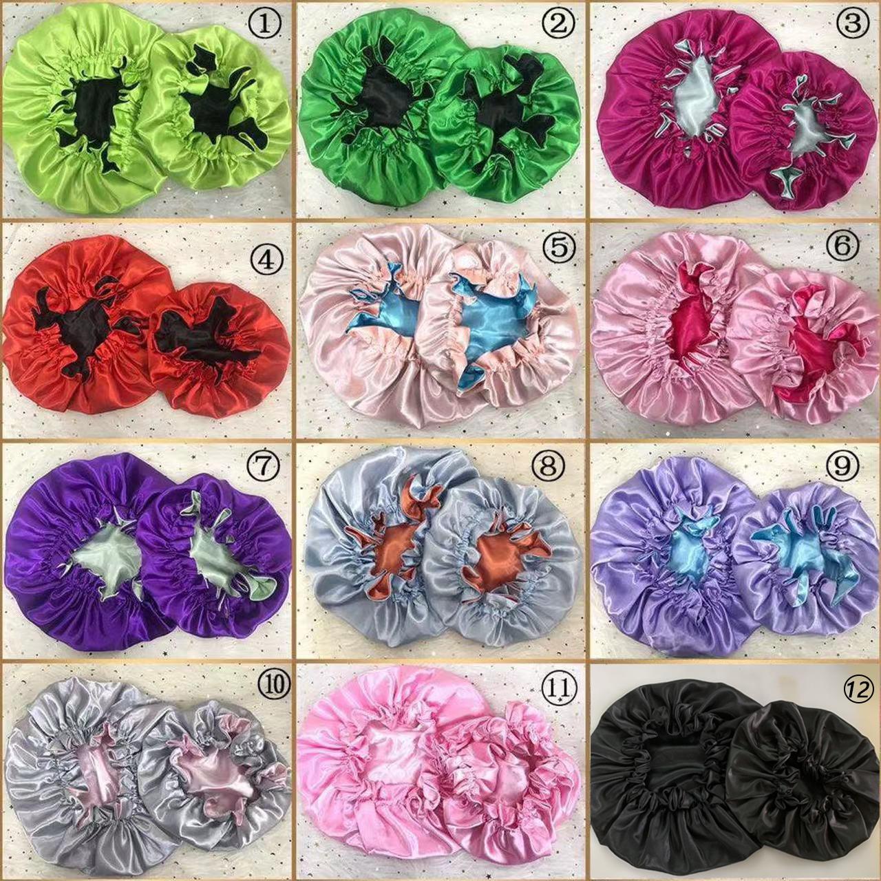 Custom Bonnets Satin Sleeping Cap with Band Soft Braid Bonnet Double Layer Designer Bonnets (as the picture,mix)