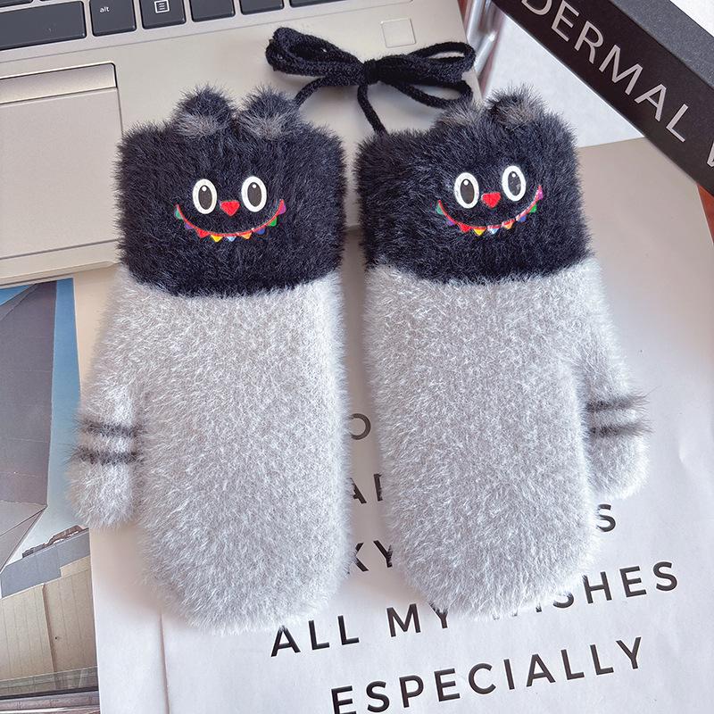 Luvas de Inverno para Crianças com Cordão - Fofas, Grossas, Com Veludo Extra para Idades 3-6, Meninos e Meninas, Proteção Contra o Frio e Calor