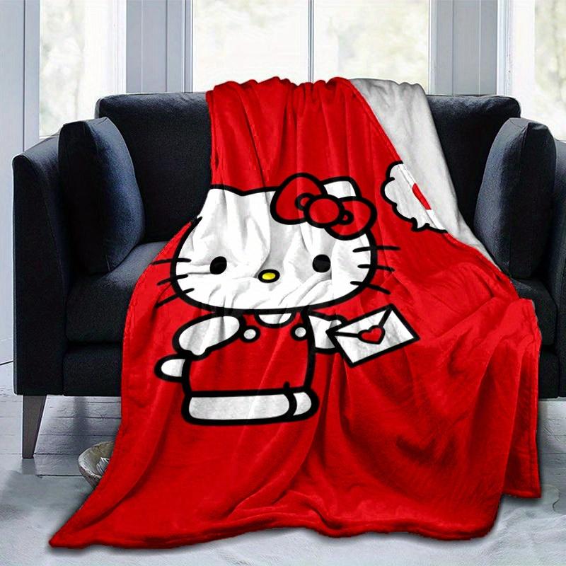

1pc. Hello Kitty Red Background Cute Cartoon Blanket - Perfect for Home, Office, Outdoor Use, Gift Idea, Suitable for Al 100x150cm