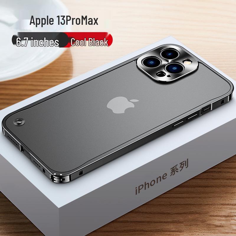 "Magnetic Frosted Back Case with Metal Frame and Snap Buckle for iPhone 15 & 14"