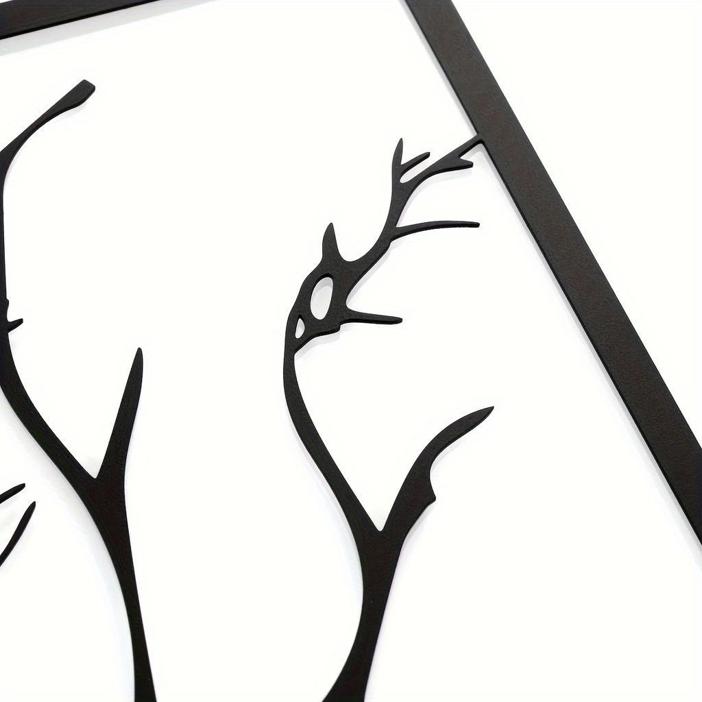 4pcs Set Bird Branch Wall Art, Large Black Metal Decor for Indoor Outdoor, Holiday Gift for Halloween Christmas New Year