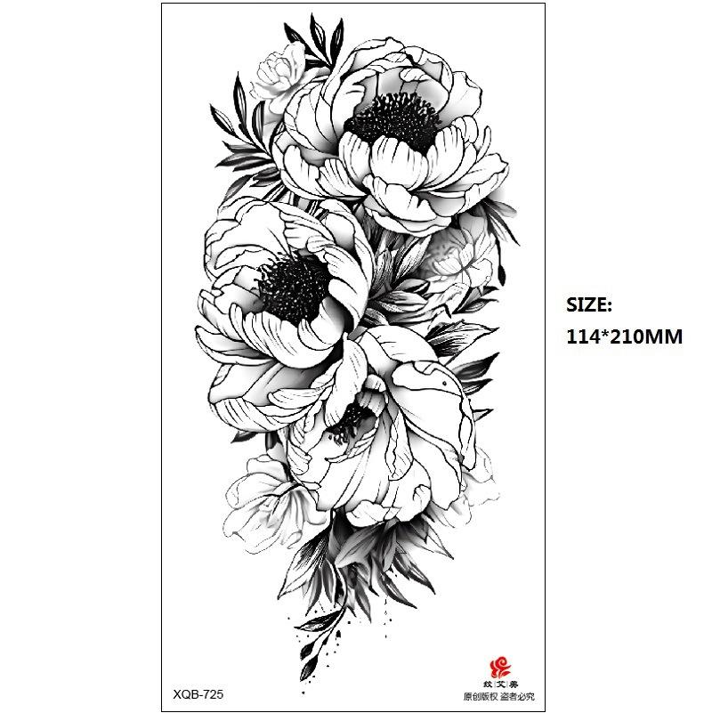 Emmy Black Series Butterfly Rose Flower Tattoo Sticker Set Water Transfer Paper