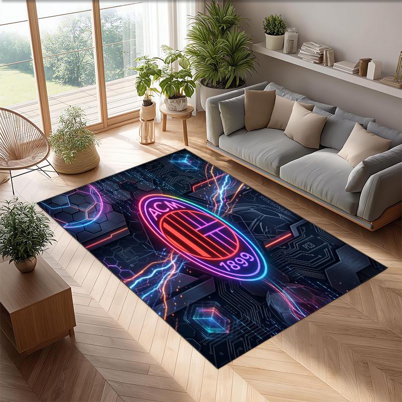 AC Milan Printed Flannel Area Rug Non Slip Soft Polyester Floor Carpet Indoor Decor Mat for Bedroom Living Room Sofa Game Room Home Decoration