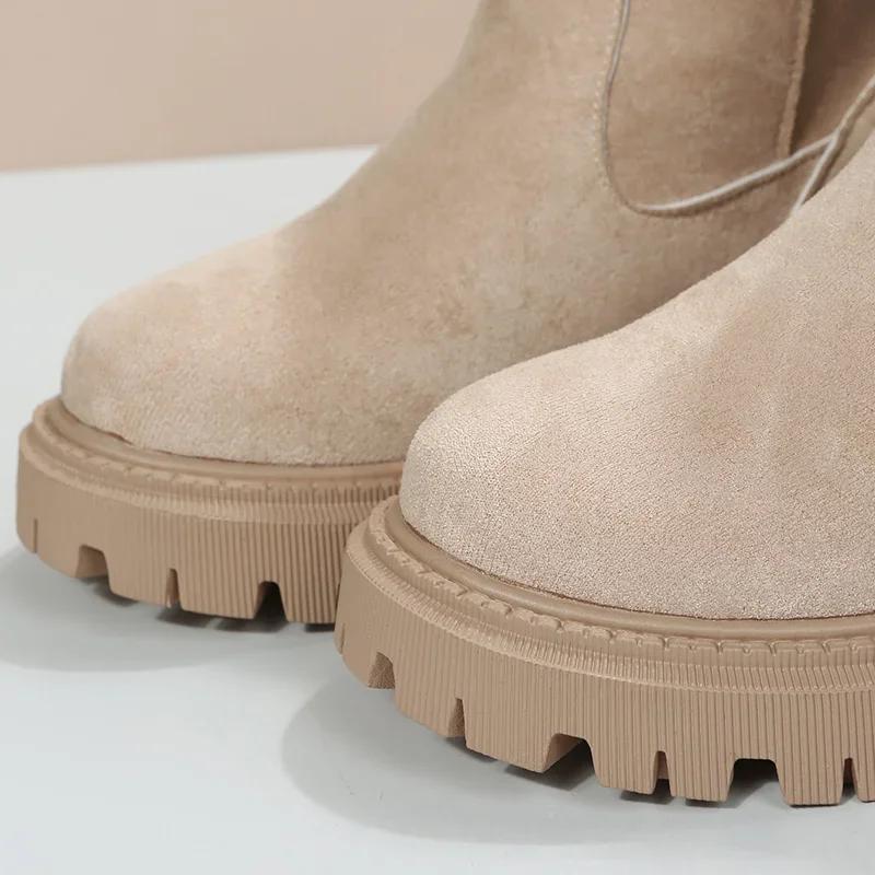 Fashion Ankle Snow Boots Women 2024 Winter Warm Fashion Designer Platform Boots Gladiator Non-slip Short Plush Flats Suede Shoes Mujer