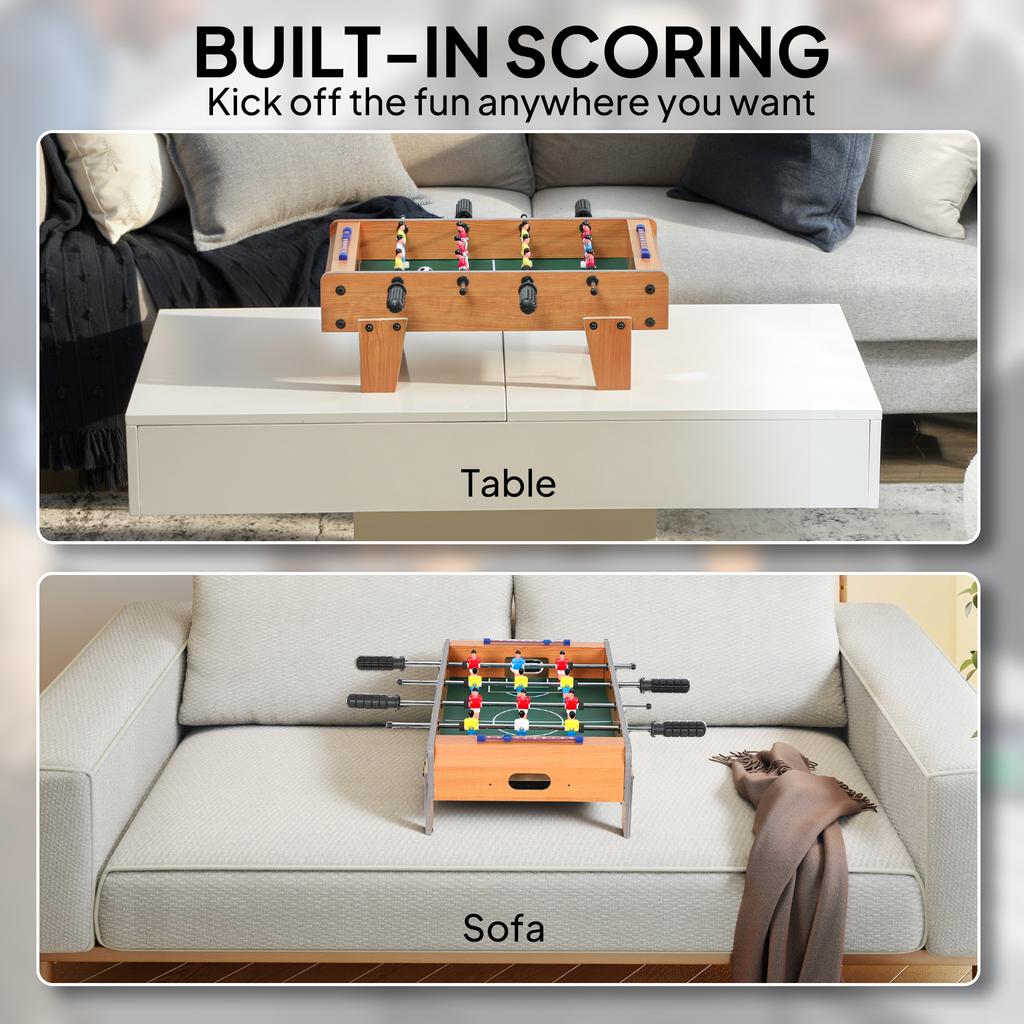20 in Table-top Football Table with Stainless Steel Rods, Compact Foosball Table for Kids and Adults, All-Inclusive Foosball Game Set for Indoor