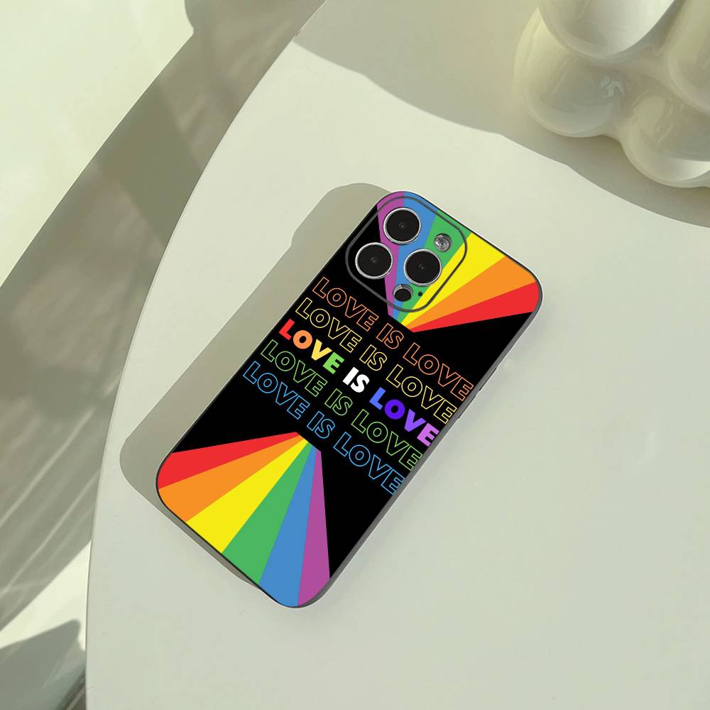 Lesbian LGBT Rainbow Pride Phone Case For iPhone 17,16,15,14,13,12,11 Pro Max,16Plus,XS Soft Black Cover