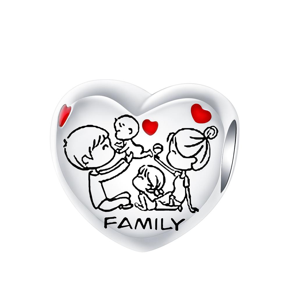 Boy Girl Pendant Heart-Shaped Flower Zircon Beads Jewelry Beads For Original Bracelet Plata De Ley Boutique Charms Gift