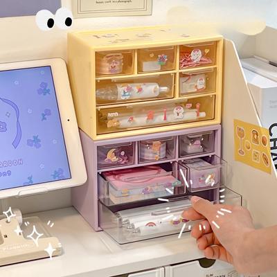 Scatola Portaoggetti a Nove Griglie da Tavolo Organizzatore di Adesivi Golka Tipo Cassetto Scrivania Mobiletto Portagioie Scaffale Donna