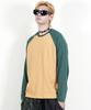 Deumakeu Raglan Color Block Unifarben Langarm T-Shirt Khaki & Senf