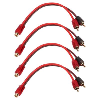 4 vnt. Automobilio RCA 1 moteriškas 2 vyriški adapteriai Y skirstytuvas Garsiakalbio garso laidas 20 cm ilgio įrenginiams su 3,5 mm lizdu
