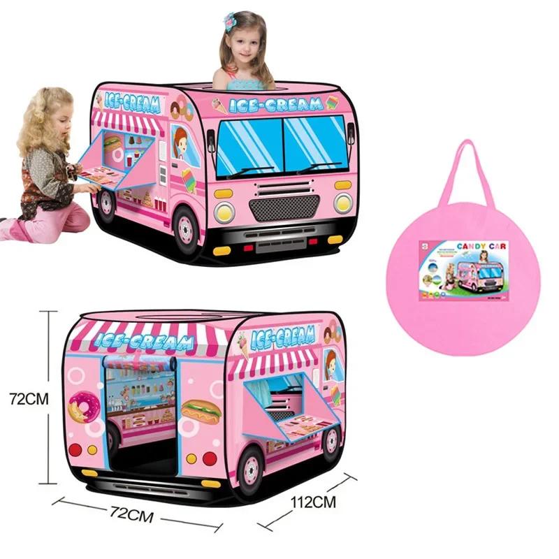 Children’s Fire Truck Police Bus Play Tent - Foldable Pop Up Game Play House Cloth Toy Gift & Firefighting Model for Photography