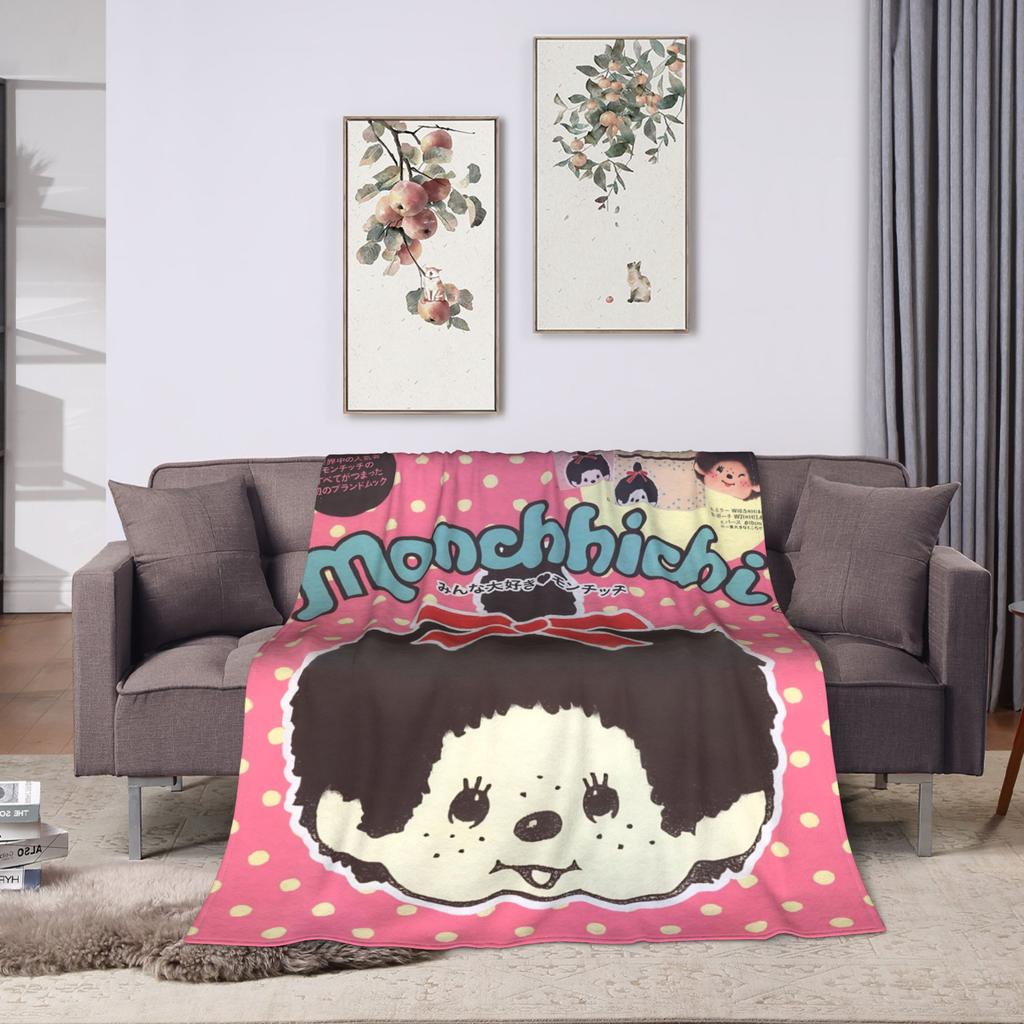 Cute Monchhichis Blankets Coral Fleece Plush Summer Breathable Super Soft Throw Blanket for Sofa Outdoor Quilt