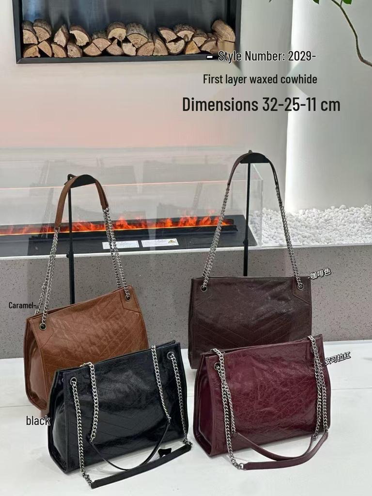 Luxury Quilted Genuine Leather Women's Tote - Large Capacity Fashion Chain Hobo Bag