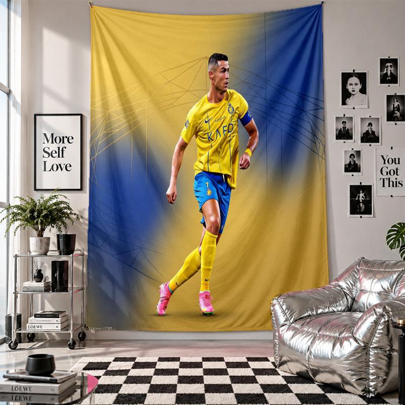 Cristiano Ronaldo Duvar Kilim Ev Dekorasyonu Yatak Odası Oturma Odası Arka Planı için Duvara Asılan Kumaş