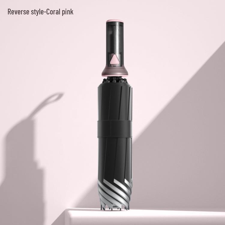 10-Rib Automatic Black Dual-Use Umbrella for Sun and Rain