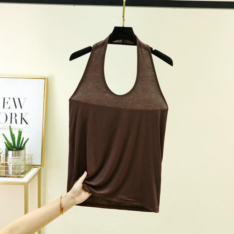Modal U-Neck Halter Tank Top Sexy Sleeveless Halter Camisole for Outerwear Skin-Friendly Bare-Skin Feeling Base Layer Tops Pilates & Yoga Wear