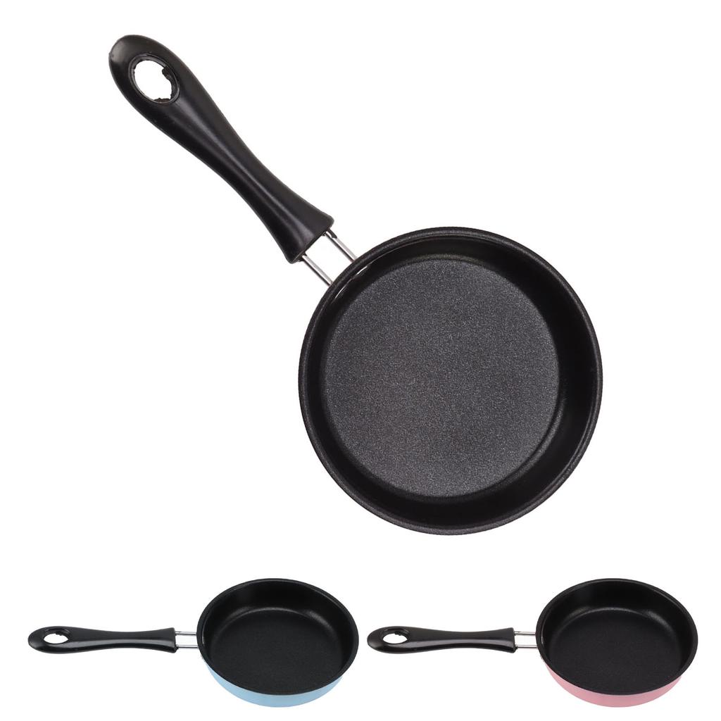 Egg Pan Stainless Steel Prevent Stick Mini Fry Pan Electroplated Round Heat Insulation Long Handle Kitchenware Kitchen Supplies