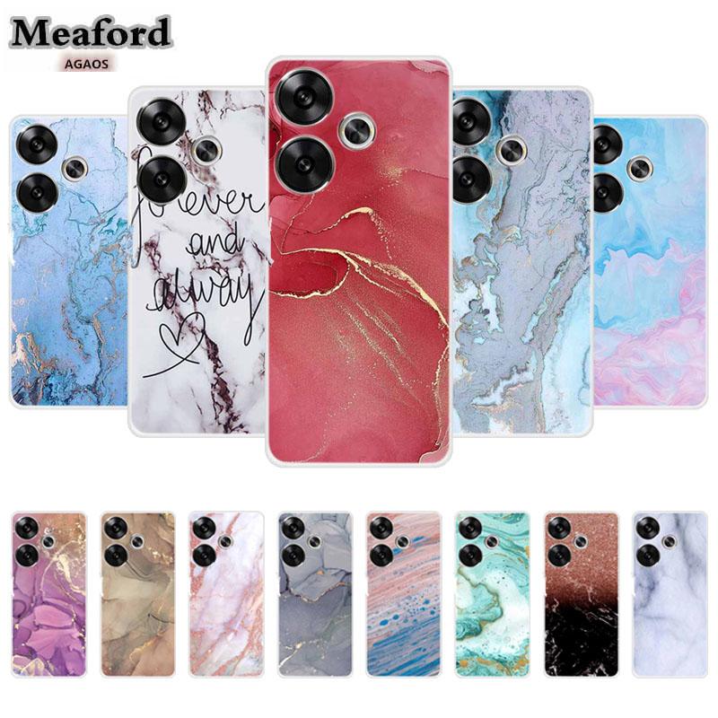 Marble Soft Phone Case For Poco F6 Transparent Case Silicone TPU Cover Funda Para Shield Clear Case for Xiaomi Poco F6 F 6 Pro