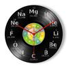 Chemisch Element Periodiek Systeem Vinylplaat Stille Wandklok Wetenschap Chemie Retro Uitgesneden Album 12'' Klok School Lab Decor