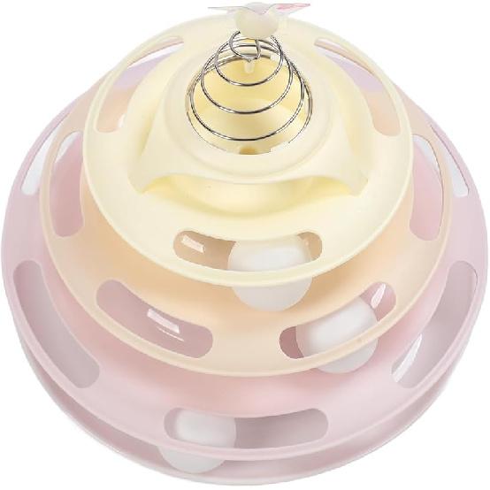 Cat Toy Ball Track, Cat Ball Tower Cat Tower for Indoor Cats Catnip Balls 4 Level Turntable Kitten Roller Toy Cat Circle Track Toy Cat Roller Toy for