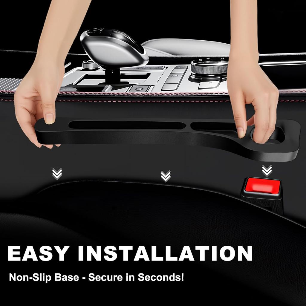 Car Seat Gap Filler 2 Pack,No Drop Seat Guard,Drop Seat Gap Fillers Between Seat and Console Stop Things from Dropping (Black)