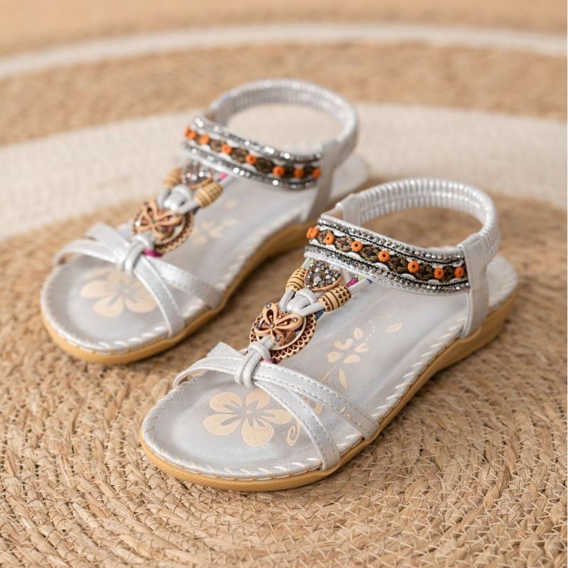 

Bow, new women s shoes flat-bottomed handmade beaded rhinestone sandals, wearing beach little white shoes women 45 світло-сірого кольору