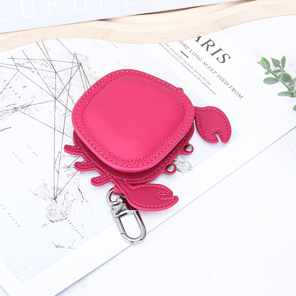 First Layer Cowhide Crab Pendant Keychain & Leather Coin Purse
