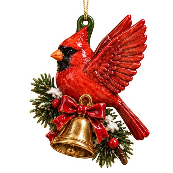 Christmas Tree Hanging Decorations Red Bird Ornament, Acrylic Decor for Holiday Gift Friends Holiday, Festive Pendant Home Party Fireplace, Lovers
