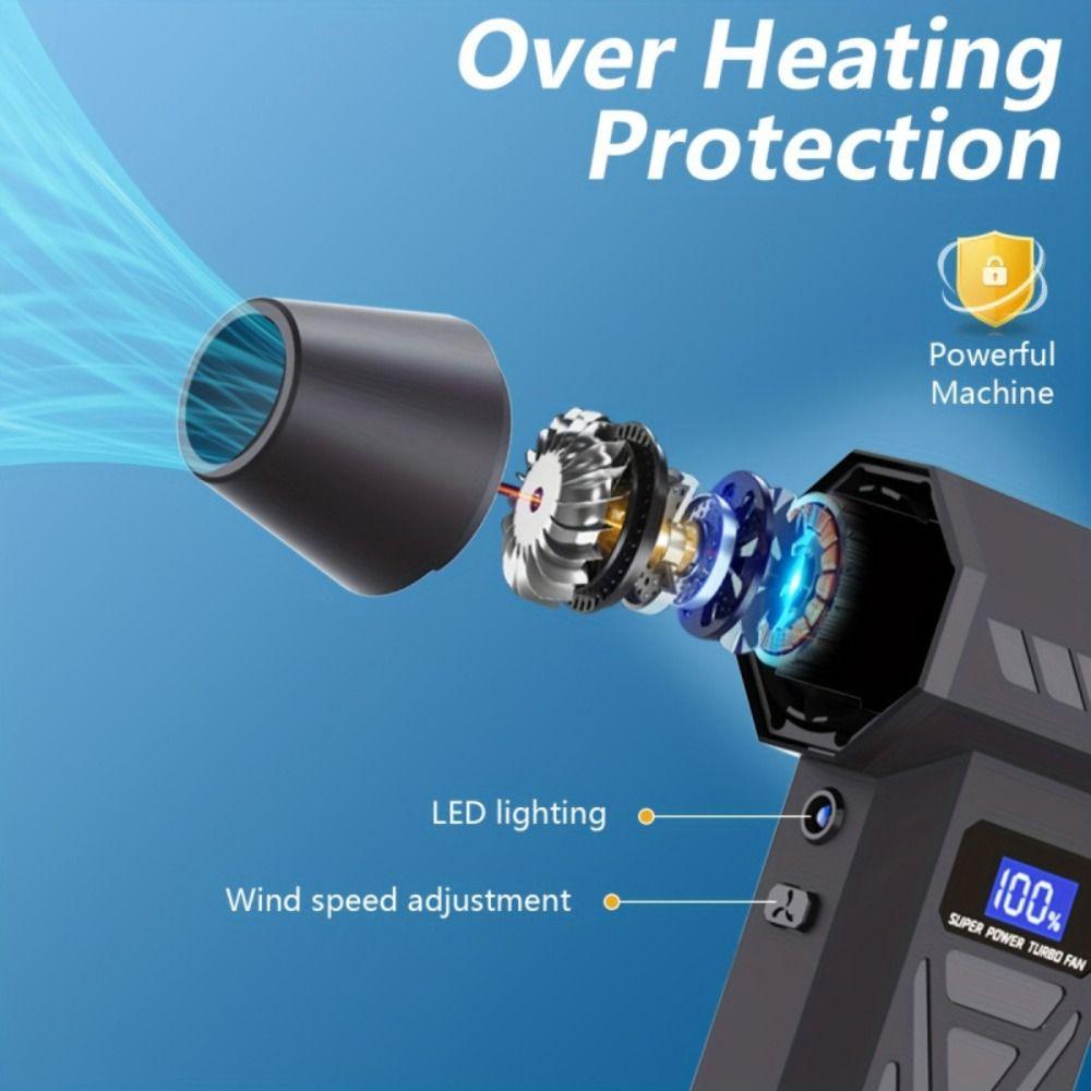 Digital Display Powerful Dust Blower Brushless Motor Mini Electric Air Blower  Car Cleaning
